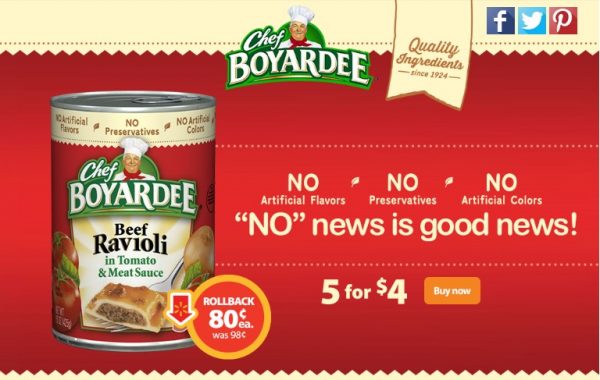 Chef Boyardee on Rollback at Walmart Stores